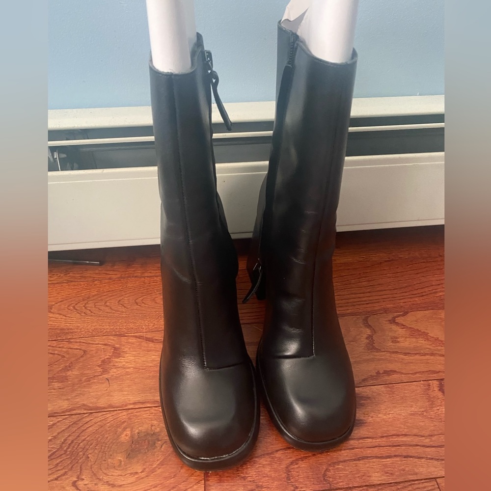 NA-KD leather ankle / calf platform boots with thick block heel - Picture 10 of 15